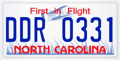 NC license plate DDR0331