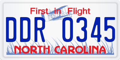 NC license plate DDR0345