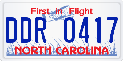 NC license plate DDR0417