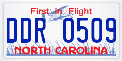 NC license plate DDR0509
