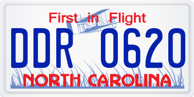 NC license plate DDR0620