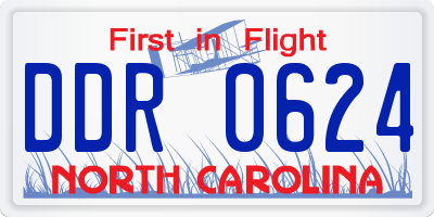 NC license plate DDR0624