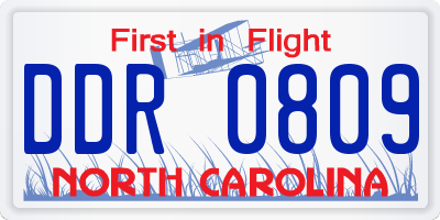 NC license plate DDR0809