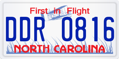NC license plate DDR0816