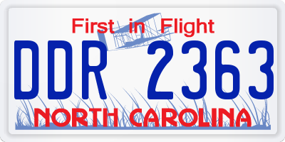 NC license plate DDR2363