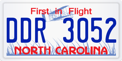 NC license plate DDR3052