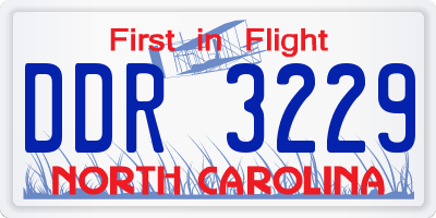 NC license plate DDR3229