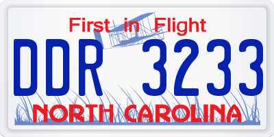 NC license plate DDR3233