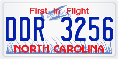 NC license plate DDR3256