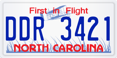 NC license plate DDR3421