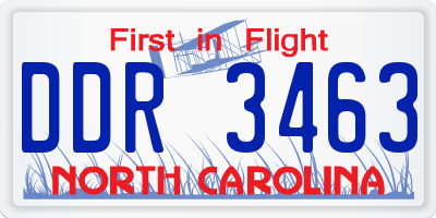 NC license plate DDR3463