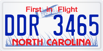 NC license plate DDR3465
