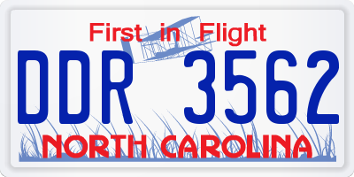 NC license plate DDR3562