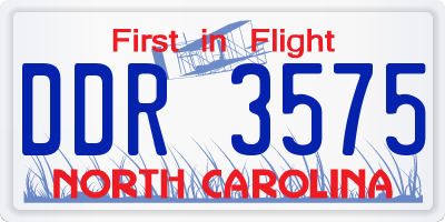NC license plate DDR3575