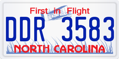 NC license plate DDR3583