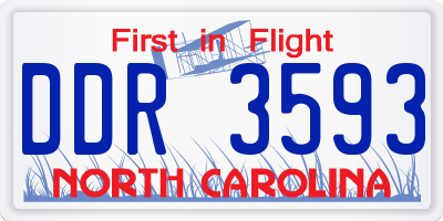 NC license plate DDR3593