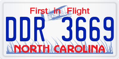 NC license plate DDR3669