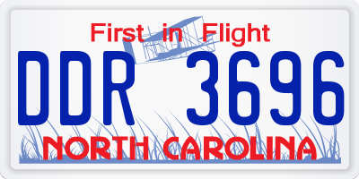 NC license plate DDR3696