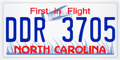 NC license plate DDR3705
