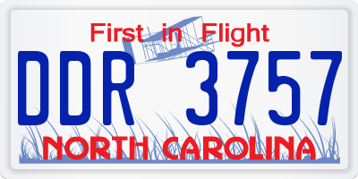 NC license plate DDR3757