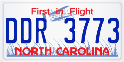 NC license plate DDR3773