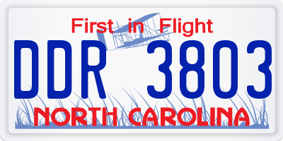 NC license plate DDR3803