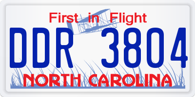 NC license plate DDR3804
