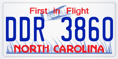 NC license plate DDR3860