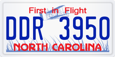 NC license plate DDR3950