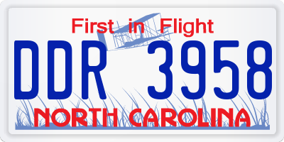 NC license plate DDR3958