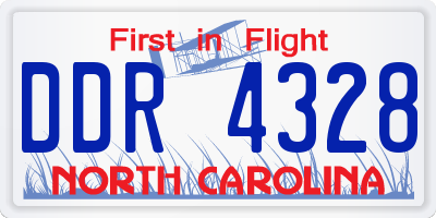 NC license plate DDR4328