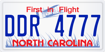 NC license plate DDR4777