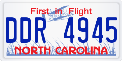 NC license plate DDR4945