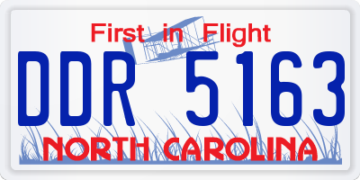 NC license plate DDR5163