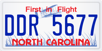 NC license plate DDR5677
