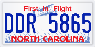 NC license plate DDR5865
