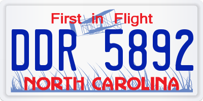 NC license plate DDR5892