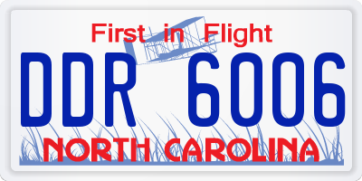 NC license plate DDR6006