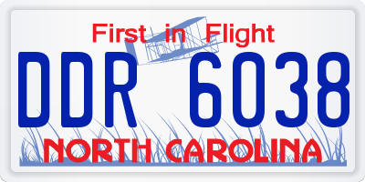 NC license plate DDR6038