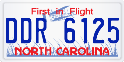 NC license plate DDR6125