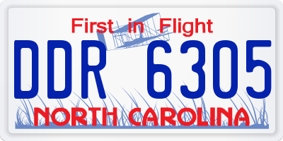NC license plate DDR6305