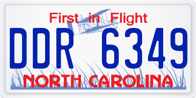 NC license plate DDR6349