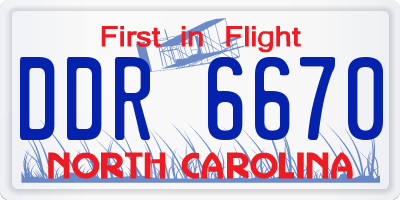 NC license plate DDR6670