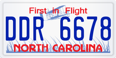 NC license plate DDR6678