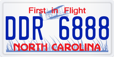 NC license plate DDR6888