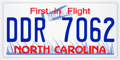 NC license plate DDR7062