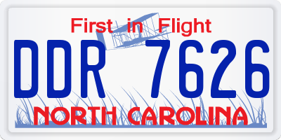 NC license plate DDR7626
