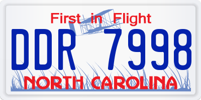 NC license plate DDR7998