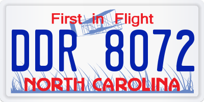 NC license plate DDR8072