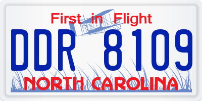 NC license plate DDR8109